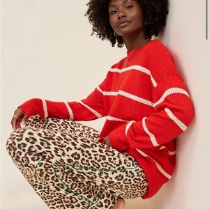 Aerie Bold Red and White Striped Sweater M